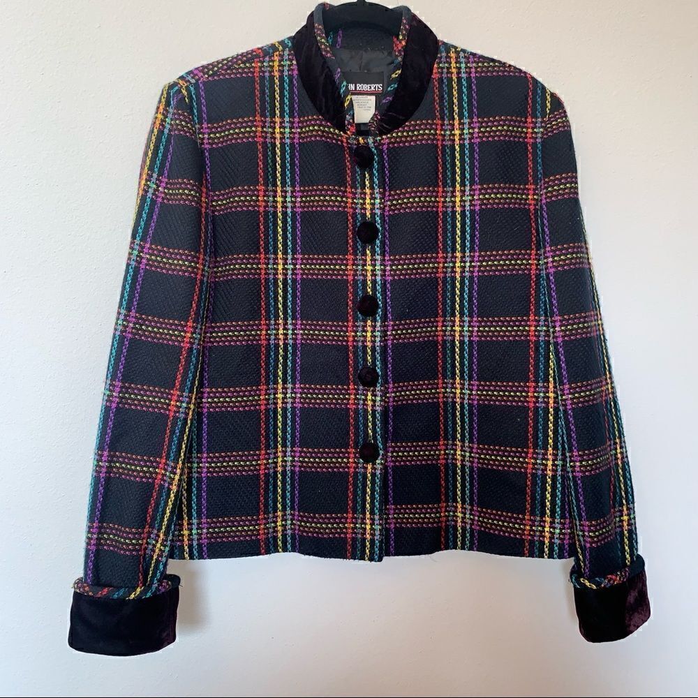 Vintage John Roberts Plaid Button Front Jacket